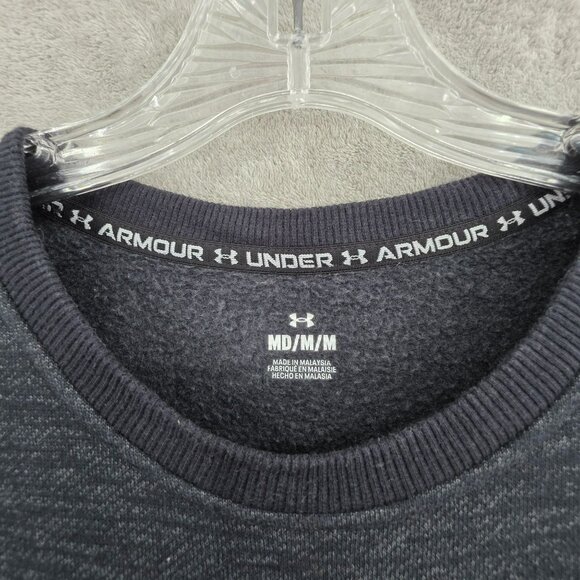 Under Armour Mens M Essential Fleece Heritage Crew Sweatshirt Grey Black 1996 UA - Picture 2 of 14
